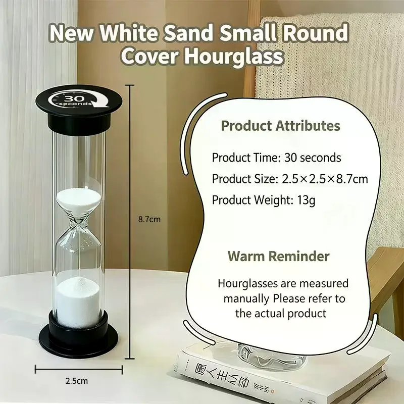 1/6 Pcs White Sand With Clear Glass Body Round Cover Perfect For Teeth Brushing Cooking Home Desktop Decoration