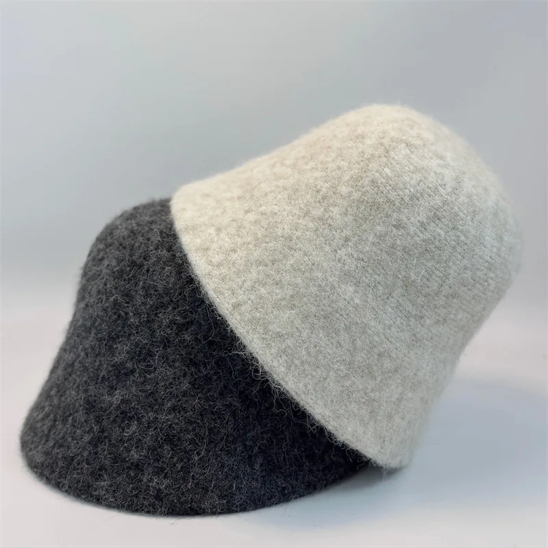 

New Autumn Winter Wool Bucket Hat Women Fashion Vintage Fisherman Hats Versatile Cap Spring Felt Hat 6 Colors Foldable Hat