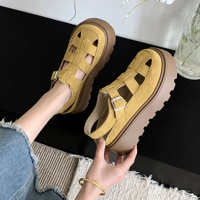 

Женские сандалии на платформе с вышивкой в римском стиле, дышащие, без шнуровки, удобные, на тонком каблуке.