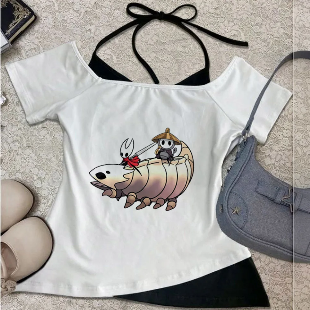 Hollow Knight cropped top women meme summer anime gothic t-shirt goth meme gothic 2000s jojifuku