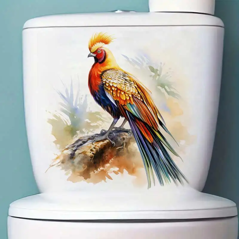 Colorful Bird Golden Pheasant Wall Sticker Toilet Lid Stickers, Bedroom Entrance Living Room Porch Home Decora Decals S872