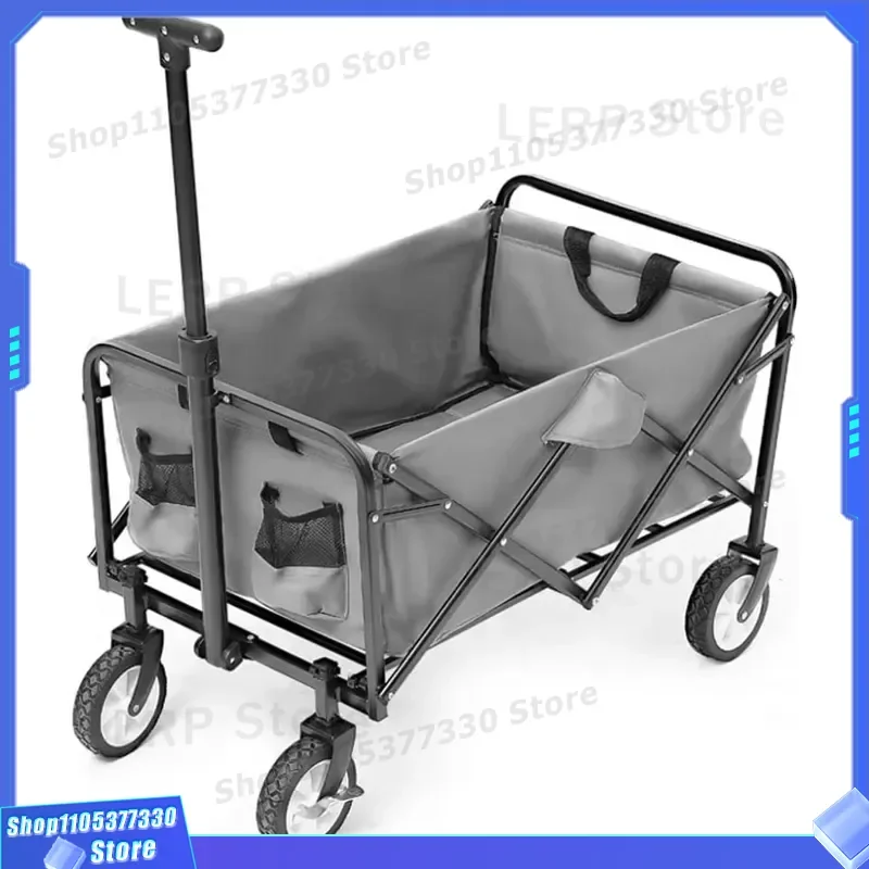 Mini Foldable Beach Picnic Wagon Heavy Duty Camper Trolley Small Collapsible Cart Heavy Duty Camper Collapsible Wagon Small