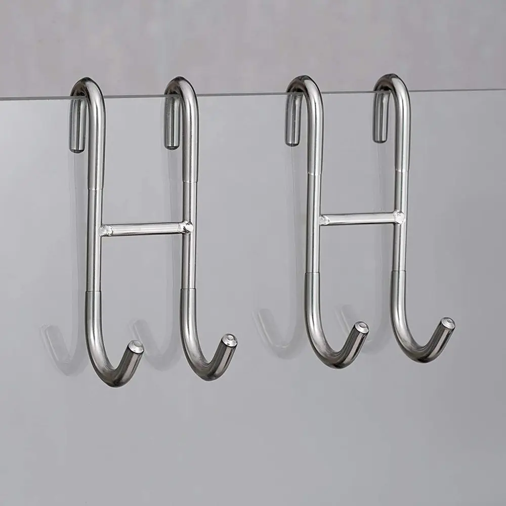 12*5*1.2cm Double S-shaped Hook 304 Stainless Steel Storage Hanger For Glass Door Type Shower Hook Kitchen/Bathroom Towel Rack