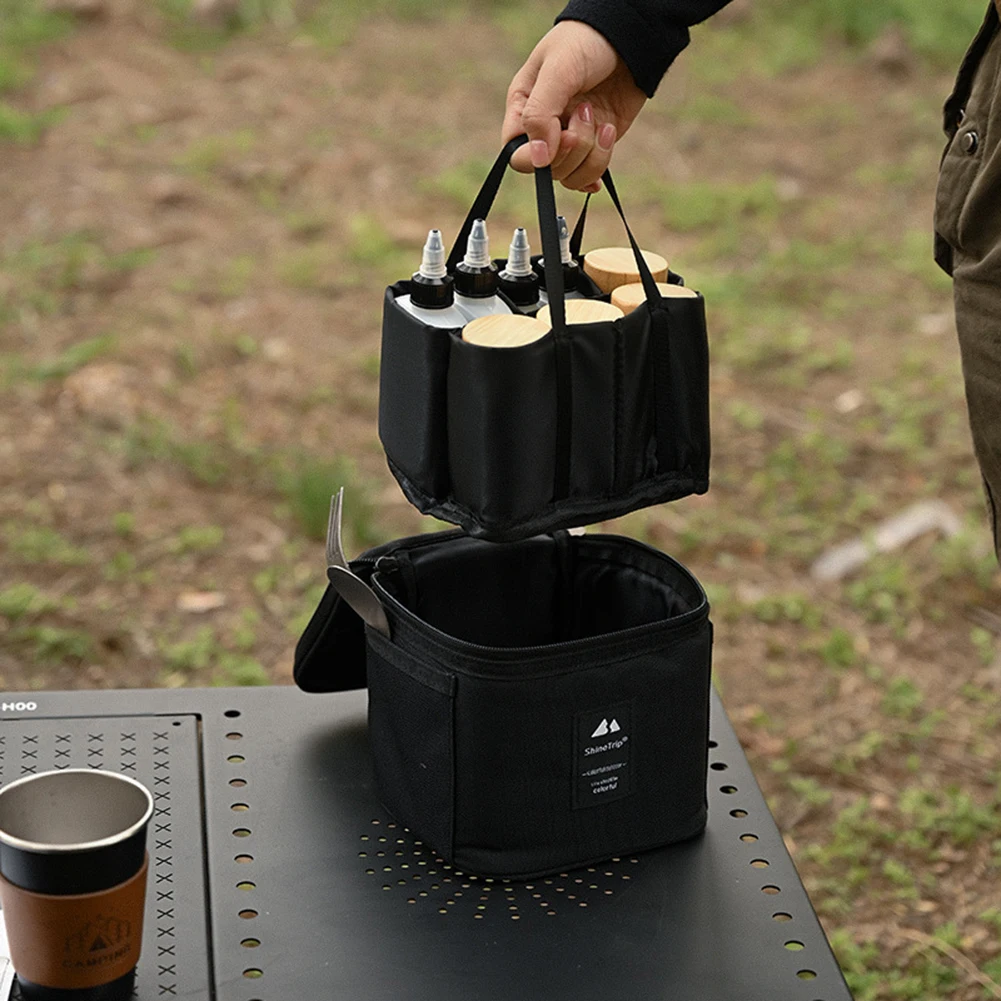 

ShineTrip Outdoor 2026Camping Seasoning Bottle Set Picnic Seasoning Box Oil Jar Dispenser Jar Bamboo Wooden Lid Sealed