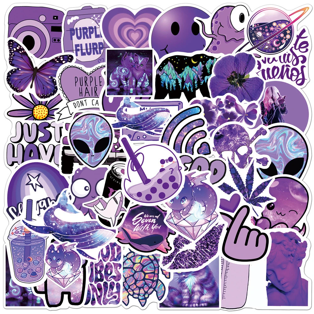 

10/30/50PCS Purple Fashion Aesthetic Stickers for Motorcycle Journal Skateboard Laptop Waterproof Graffiti Cool Decals Kid Toys