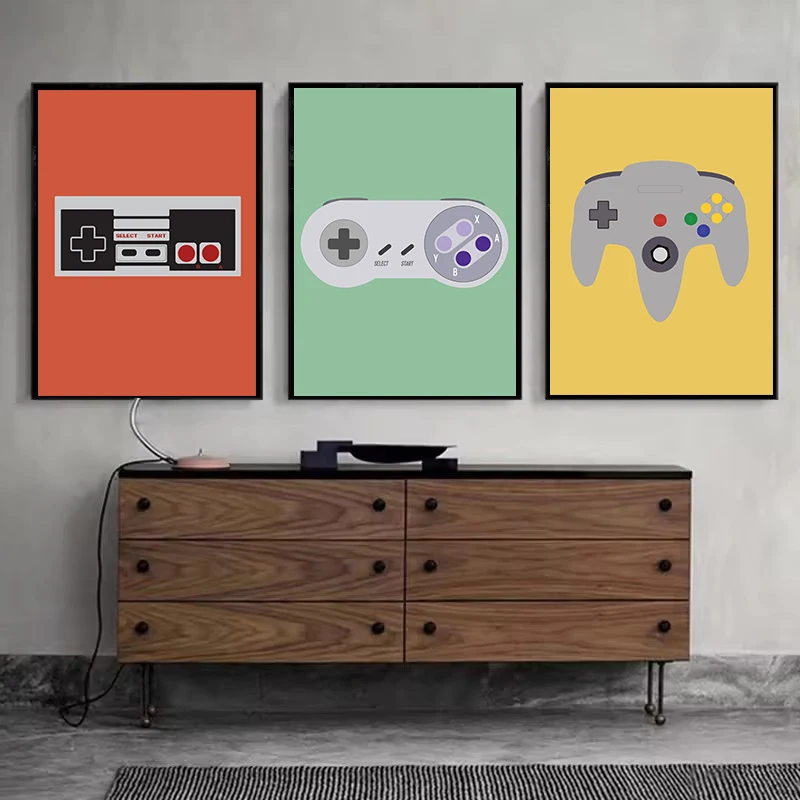 Abstract Classic Video Game Controllers Evolution Gamepad Gaming Poster Canvas Painting Wall Art Pictures Home Decor Gift