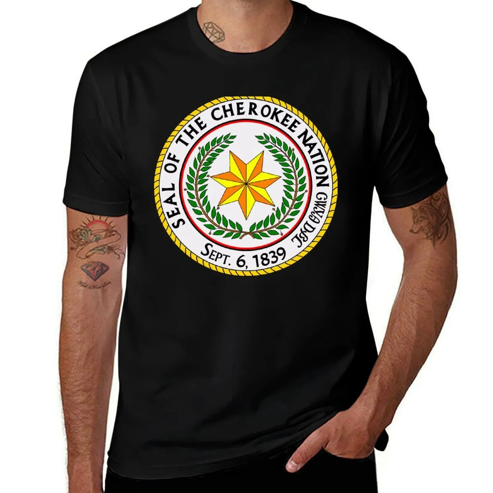 Seal of the Cherokee Nation Cherokee Native American Pride T-Shirt Daily Wear Print T-Shirt