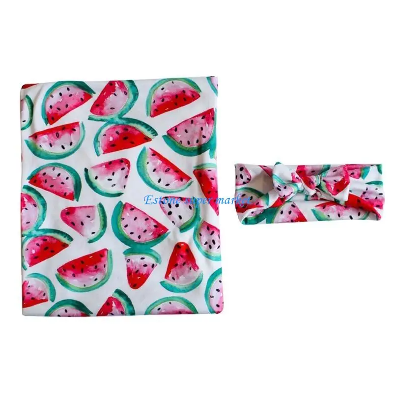 

090B Unisex Babies' Receiving Blankets with Matching Headband Photo Props Toddler