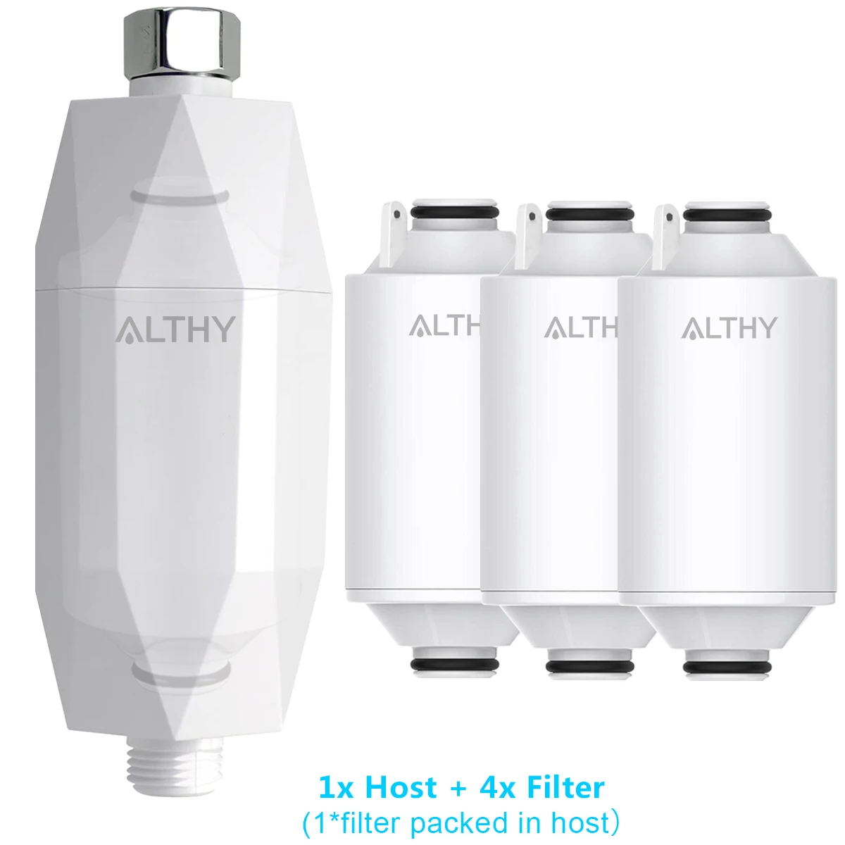 ALTHY Filtre à eau de douche revitalisant à la vitamine C - Réduit le chlore et les métaux lourds - Améliore les démangeaisons sèches de la peau, les pellicules et l'eczéma