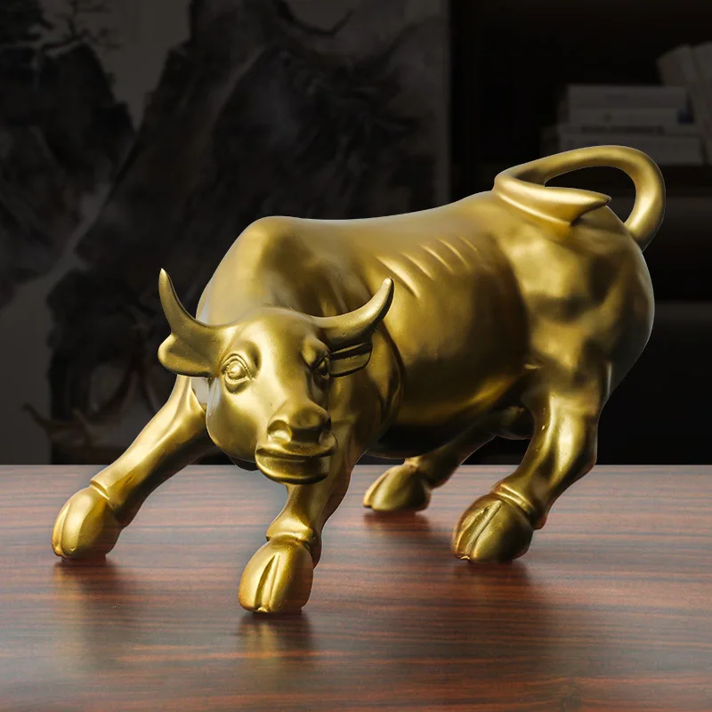 Resin Wall Street Bull OX Statue Animal Figurines Office Desk Decor Living Room Interior Crafts Home Decoration Business Gift