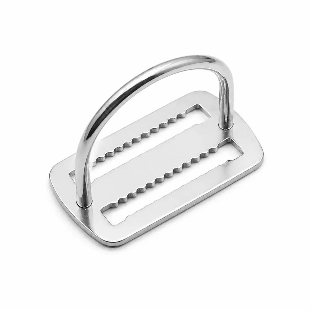 2PCS 316 Stainless Steel D Ring Webbing Harness Belt Retainer D Ring Diving Buckle D Ring Belt Slide Keeper Stopper