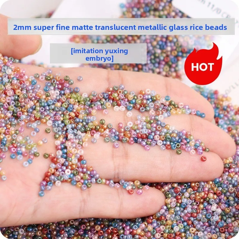 New 1.5mm/2mm translucent matte metallic glass rice beads, DIY handmade beads, loose beads, trinkets materials