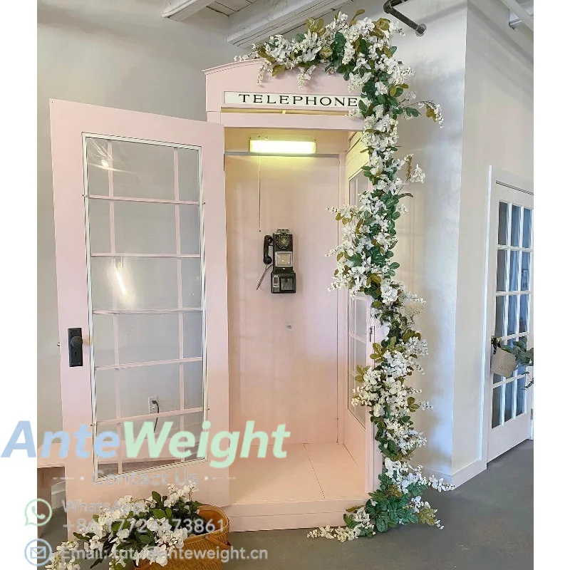 White Phone Booth  Handmade Iron Crafts Shopping Mall Decor White Telephone Booth