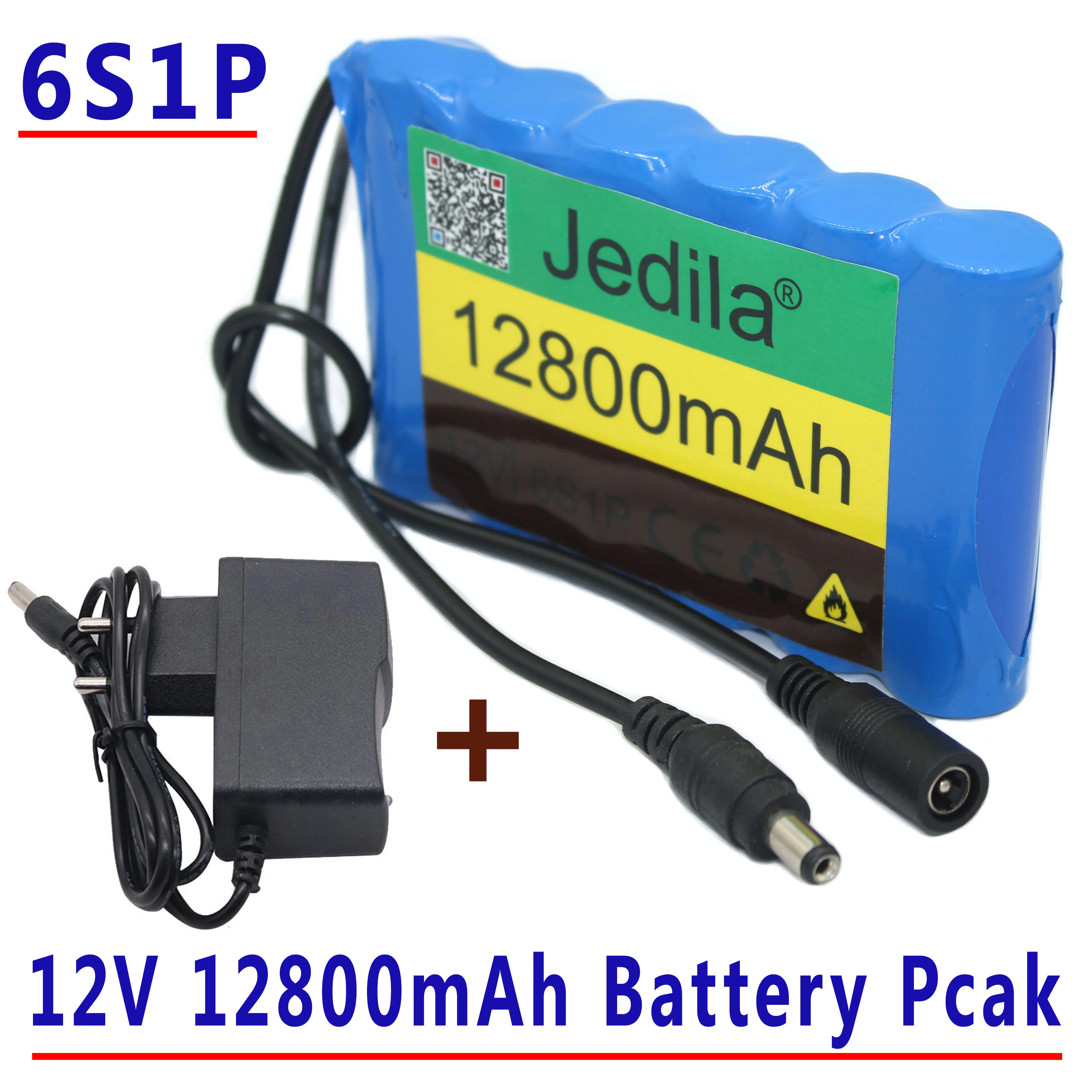 100%New.12V 12800mah Battery Rechargeable Lithium Lon Battery Pack Capacity DC 12.6v 12.8Ah CCTV Cam Monitor