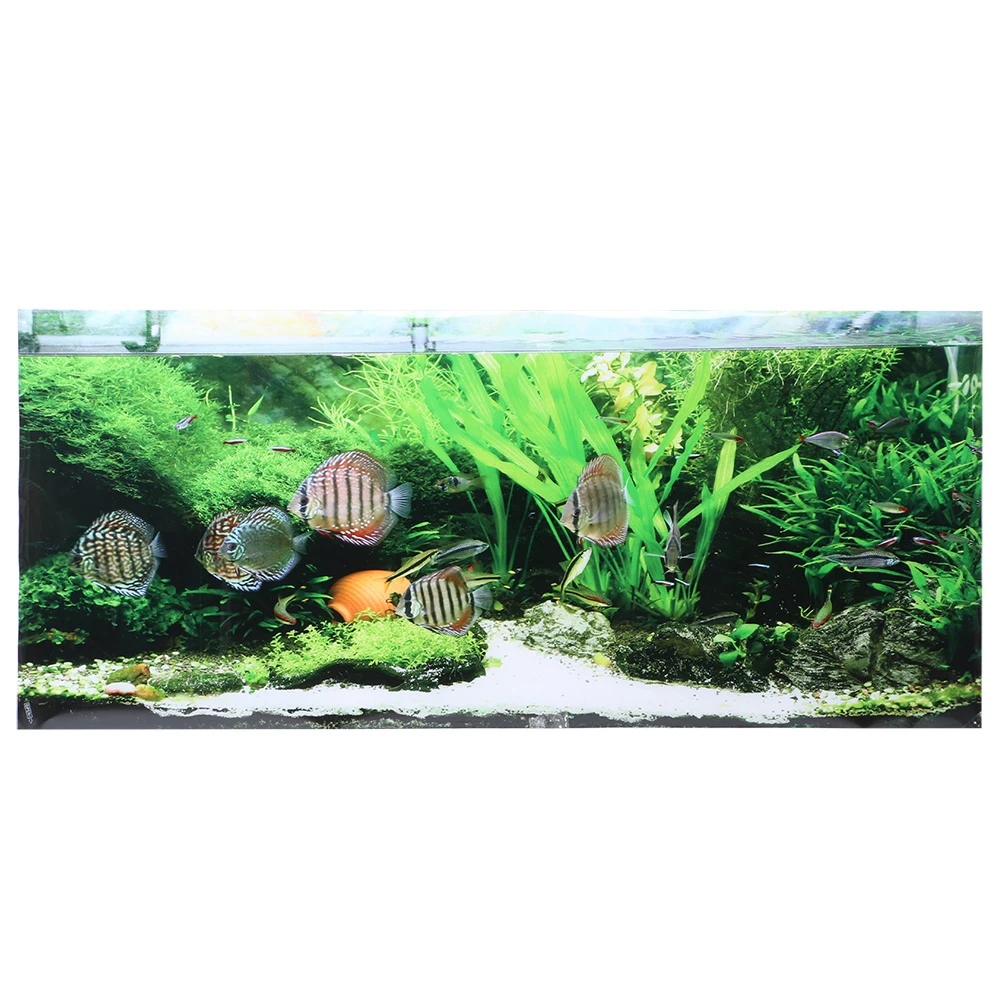 PVC Adhesive Seabed Small Fish Water Plants Aquarium Background Poster Sticker Fish Tank Decoration122x50cm