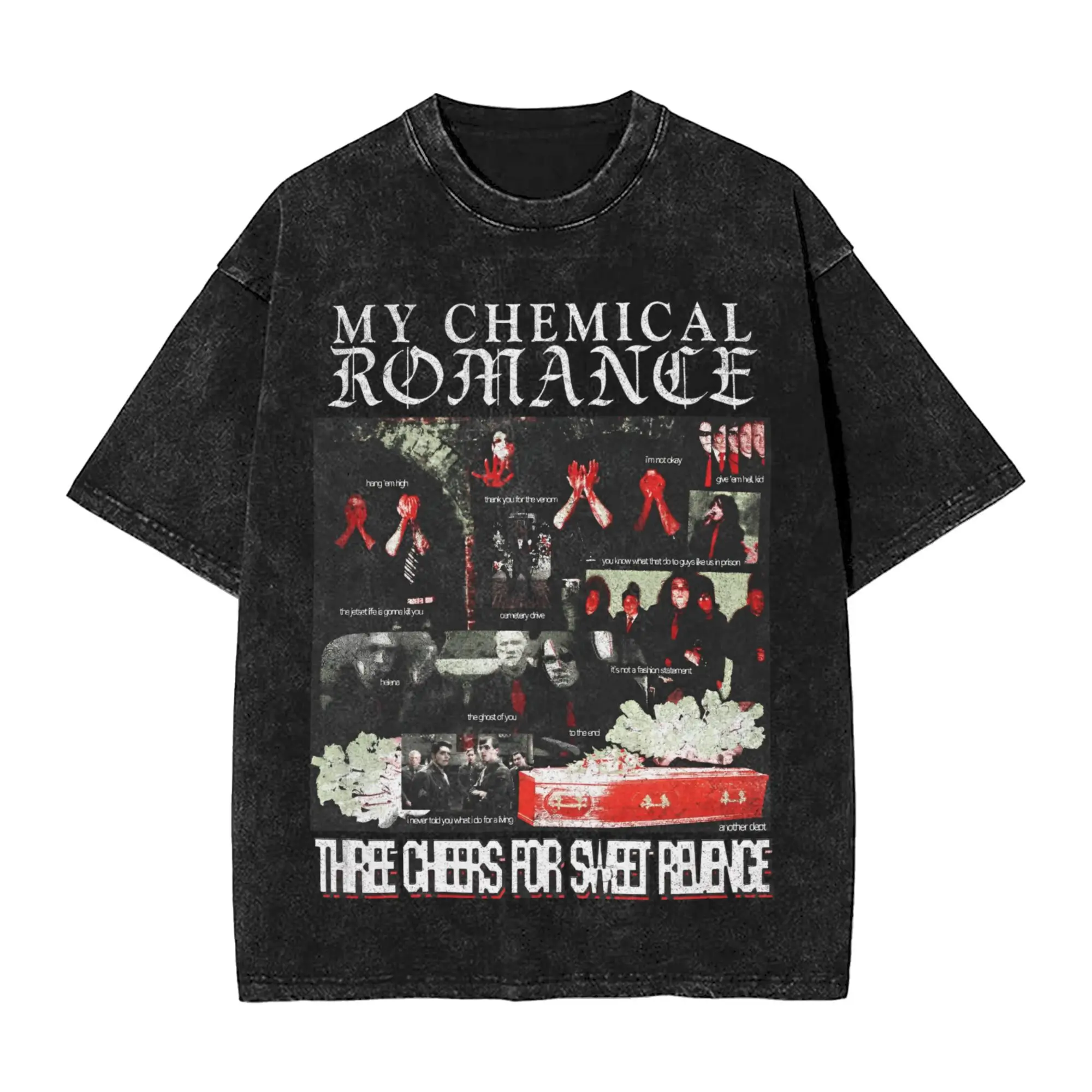 

Футболка для пар Mcr Band, стираные футболки в стиле панк-рок, новинка, летние футболки My Chemical Romance, уличная одежда, свободные хлопковые топы, подарок