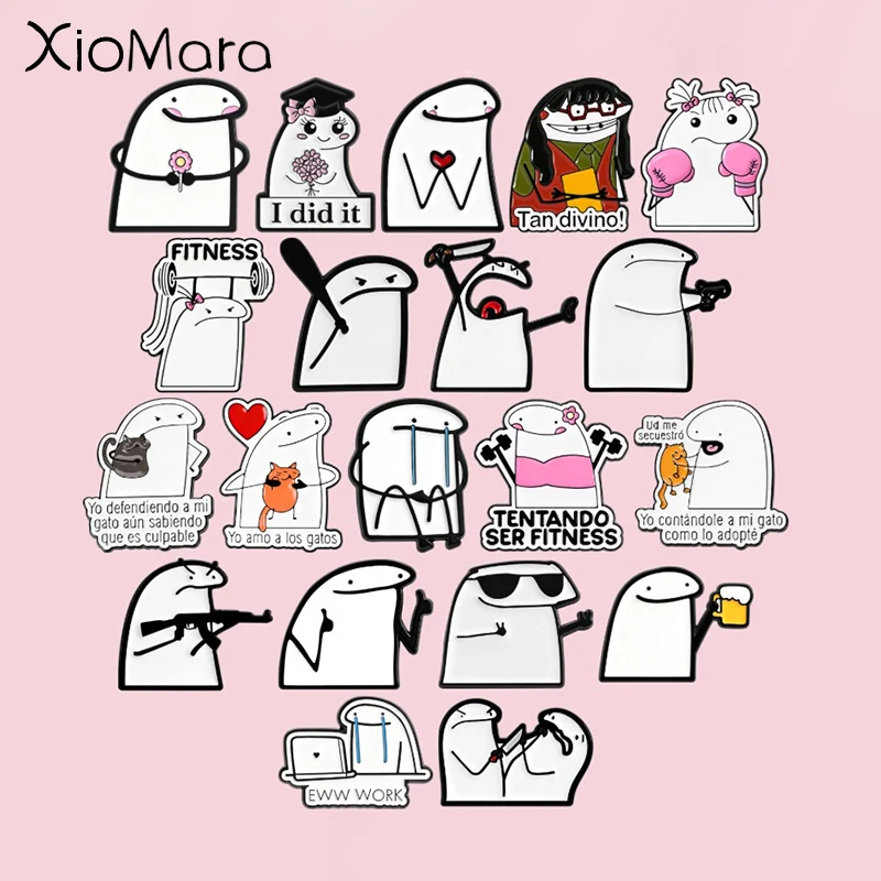 Pin de Esmalte con Personaje de Dibujos Animados Divertido, Broche de Meme de Flork, Insignias para Solapa, Accesorios para Mochila, Regalos para Amigos