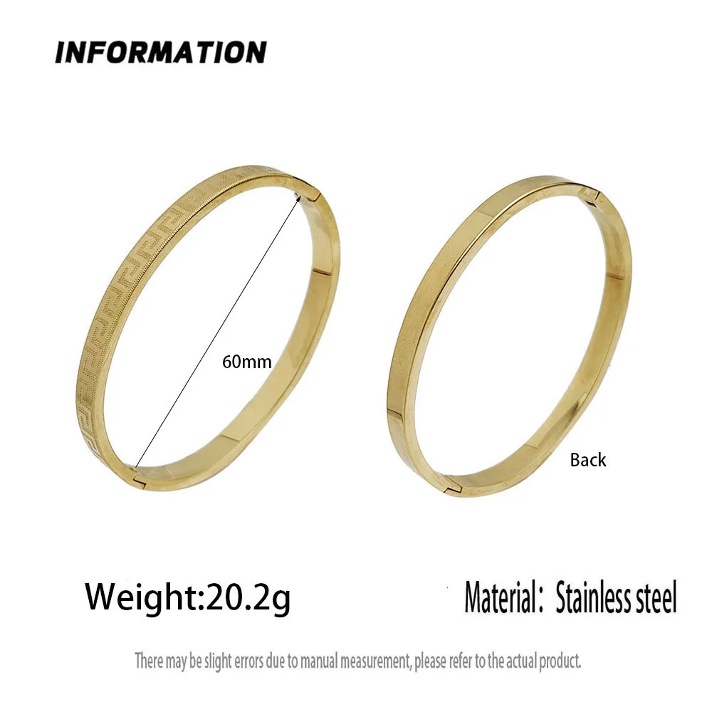 Simple Great Wall Pattern Frosted O-shaped Stainless Steel Women's Bracelet, Waterproof and Non-rust Band, Wearing for Couples