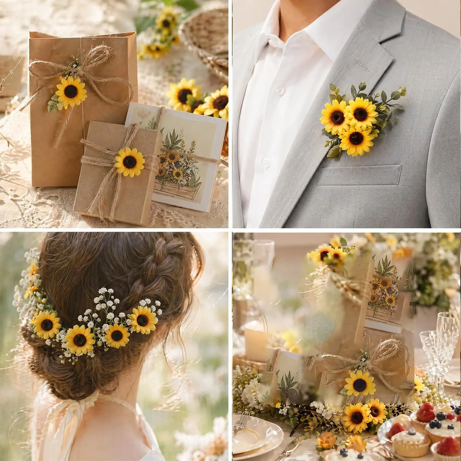 100 Stück künstliche Blumen, Mini-Seiden-Gänseblümchen, für Party, Hochzeit, Zuhause, Raum, Festival, Dekoration, Kranz, künstliche Pflanzen, günstige DIY-Geschenke, Süßigkeitenbox – Detail 4