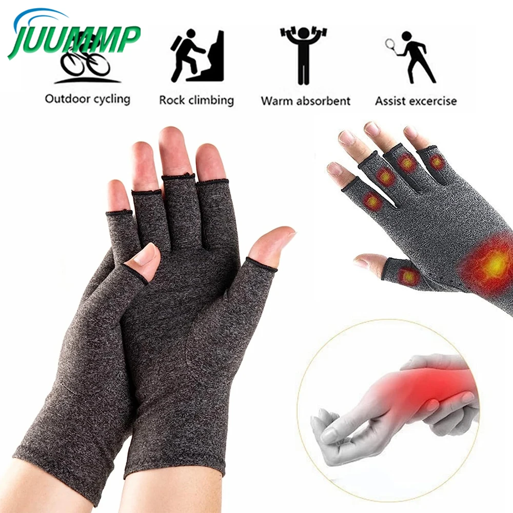 1 Pair Arthritis Gloves Women Men, RSI, Carpal Tunnel, Tendonitis, Fingerless Hand Thumb Compression Gloves for Computer Typing