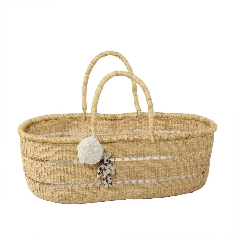 

Bamboo rattan seagrass basket weaving baby for basket change