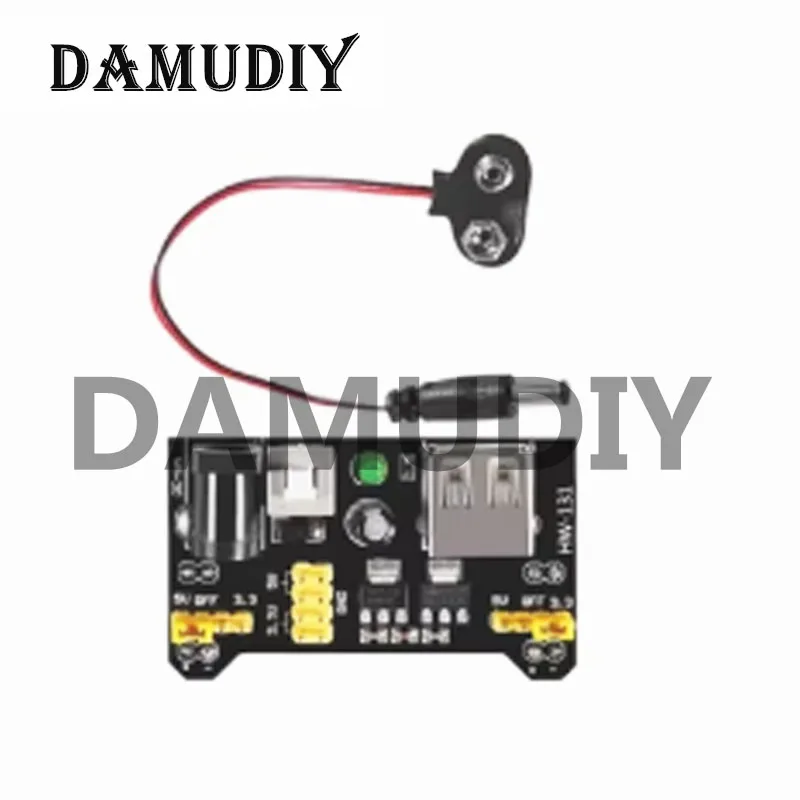 5sets 3.3V 5V MB102 Solderless Breadboard Power Supply Module with 9V Battery Clip Power Cable 2.1x 5.5mm Male DC Jack Plug