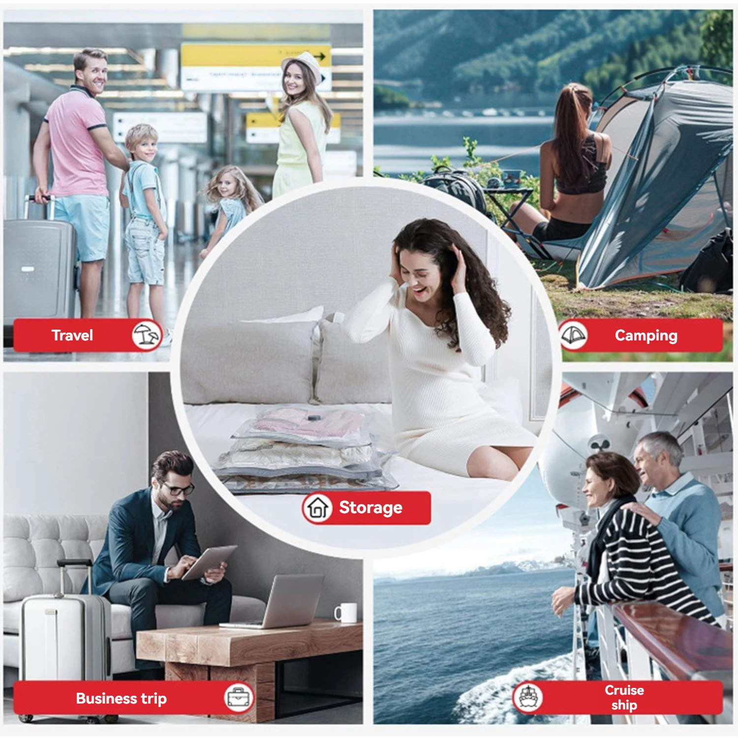Reise-Vakuumbeutel mit wiederaufladbarer Luftpumpe, Kompressions-Organizer, platzsparend für Gepäck und Koffer – Detail 5