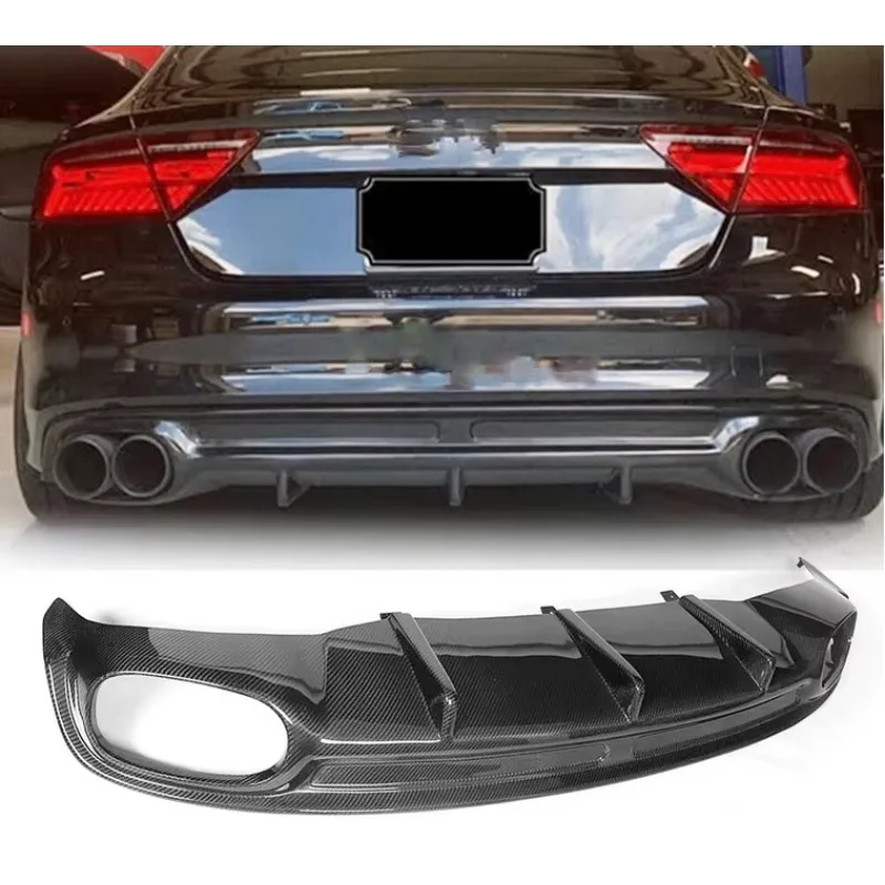Real Carbon Rear Bumper Lip Diffuser For Audi A7 Sline S7 Pre-facelift 2012 - 2015