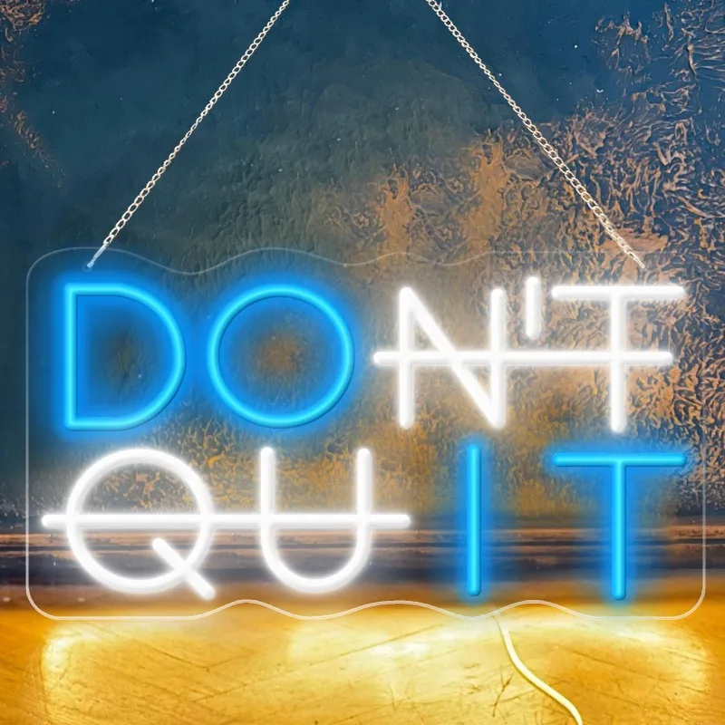 Panneau Néon Don't Quit avec Joli à Intensité Réglable pour Homme, Bureau, Diversification de la Chambre des Joueurs, Cadeau d'Anniversaire, 62x5V, USB