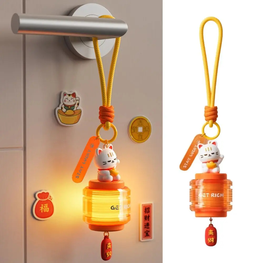 ミニサイズ招き猫ランタンポータブルデザインクリエイティブオーナメントミニポータブルランタンウォームホワイトナイトランプクリエイティブギフトペンダント