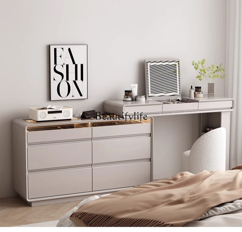 

French solid wood flip chest cabinet integrated retractable dressing belt cabinet