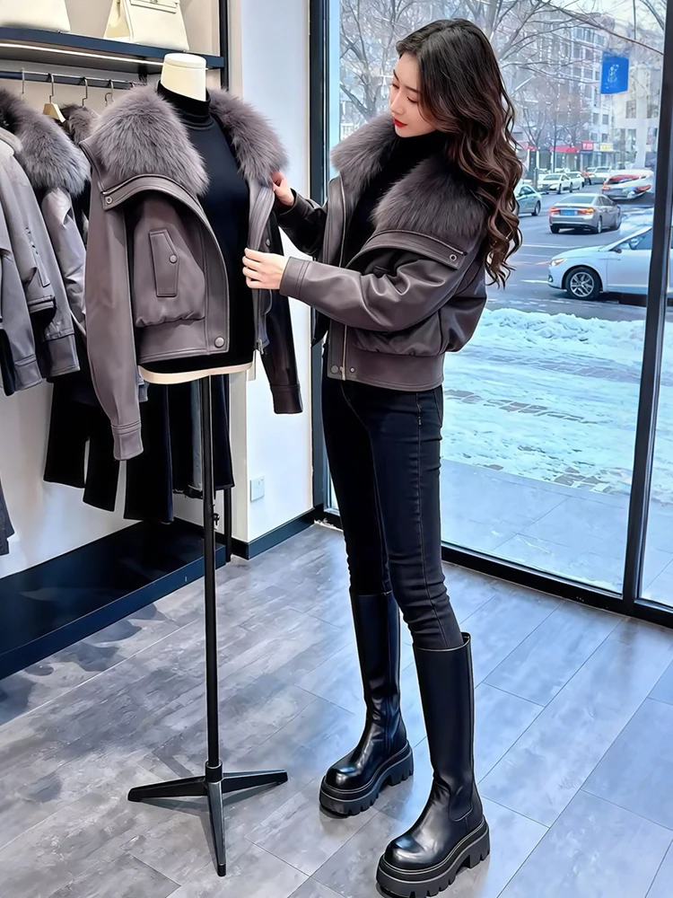 

Faionable Thiened Warm Cotton Jaet Women's Sle Winter New Arrival ort Outerwear with Fur Collar Korean Version