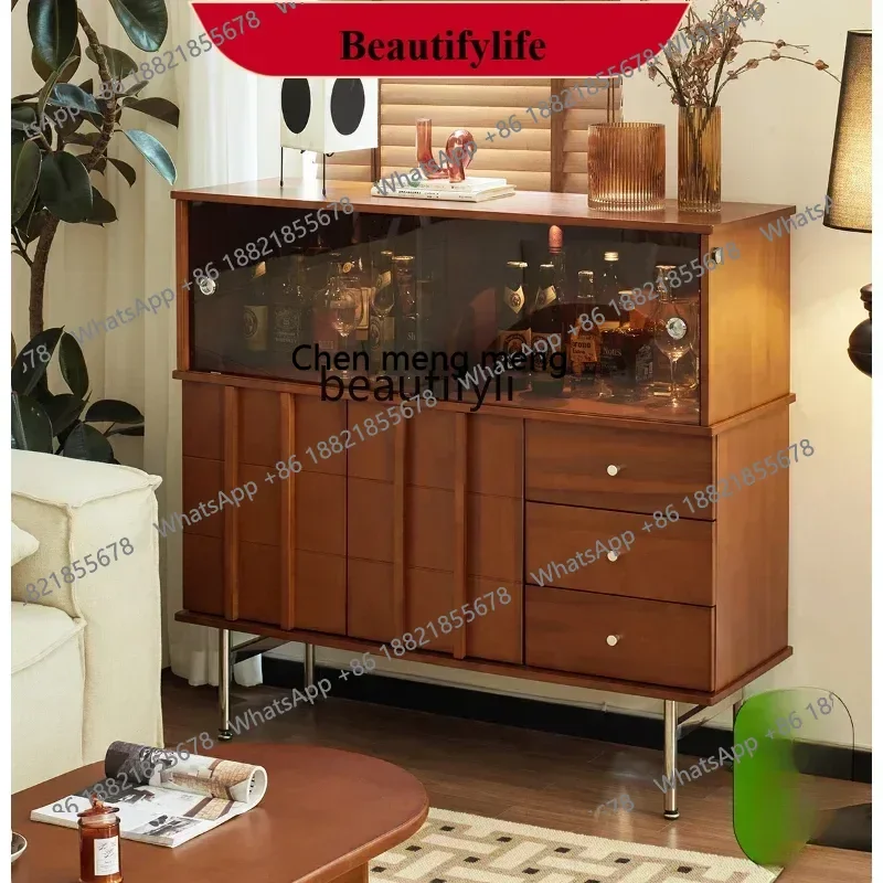 

X ss 8617 Retro French solid wood drawer cabinet against the wall storage cabinet next to the sofa medieval locker light luxury