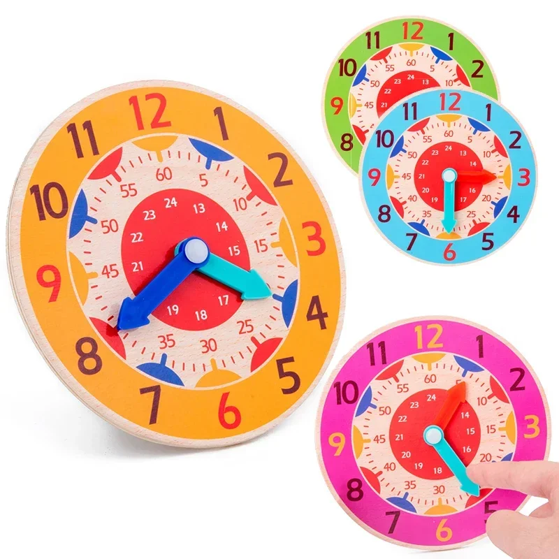 Reloj de madera Montessori para niños, Juguetes Educativos de aprendizaje del tiempo, material didáctico, tablero inteligente para escuela primaria