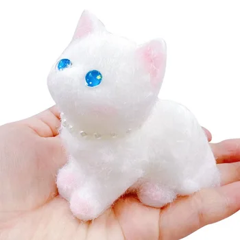 Squishy Pluizige Kawaii Witte Kat Blue Eyed Perzische Kat Fidgety Speelgoed Meisje Verjaardag Leuk Cadeau Vingertop Speelgoed Stress Relief Speelgoed Huisdieren