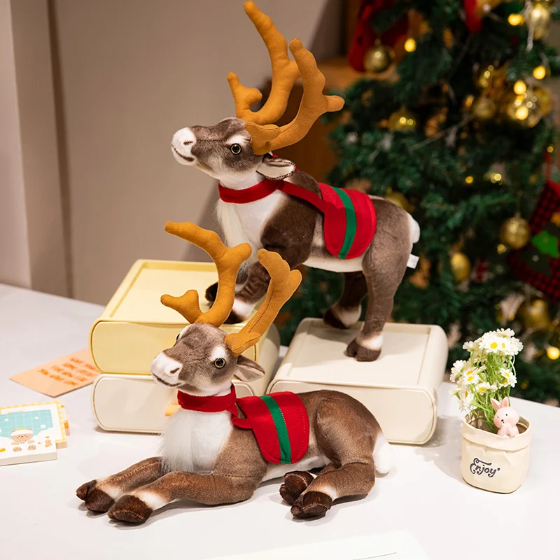 Simulation Reindeer Plush Toy Christmas Deer Plushies Doll Merry Christmas New Year Decor Xmas Elk Soft Toys Gifts for Kids