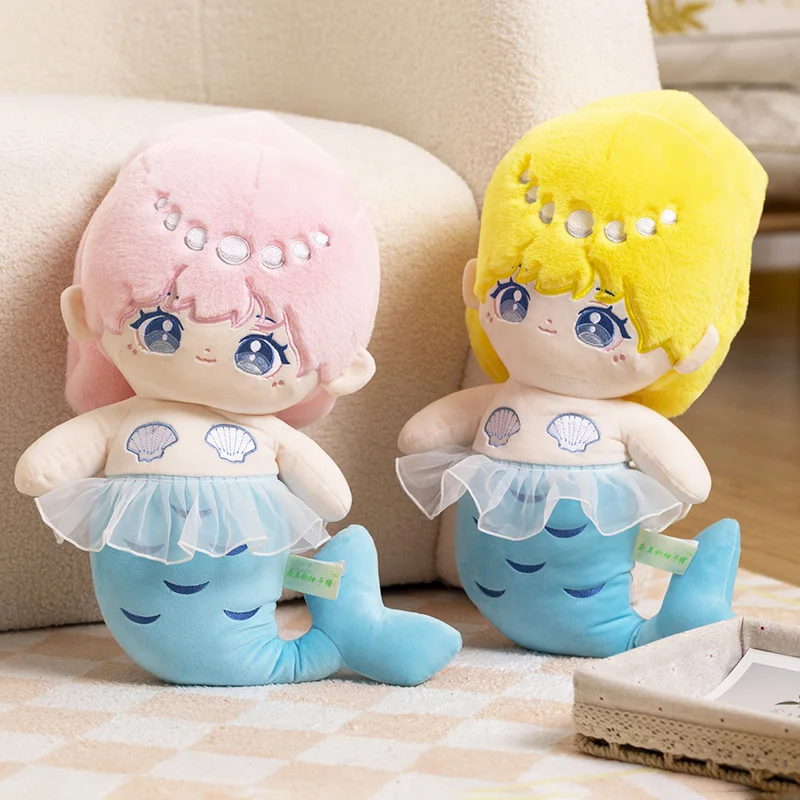 Kawaii Mermaid Plush Toys Simulation Cartoon Stuffed Mermaid Plushies Throw Pillow Sofa Cushion Accompany Doll Soft Kids Toys