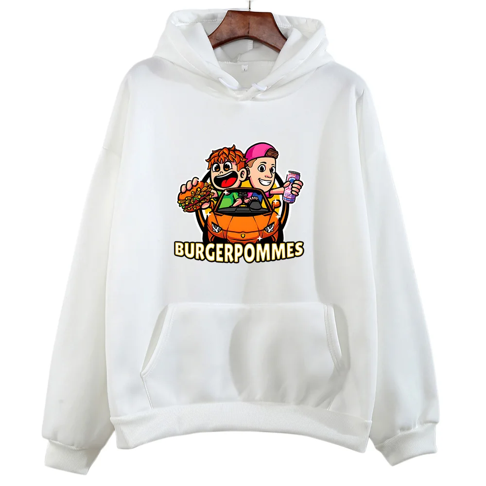 Burgerpommes Icrimax Hooded Cartoon Print Harajuku Kawaii Sweatshirt for Autumn/Winter Casual Clothes Moletom Anime Pullovers