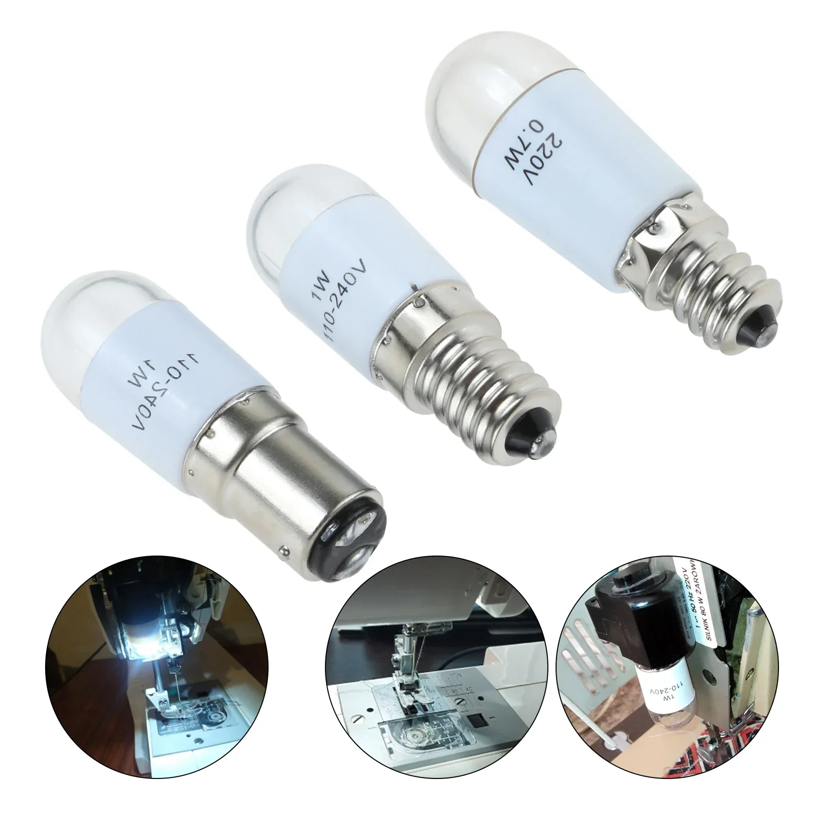 1pc New BA15D E14 E12 Screw Sewing Machine LED Light Bulb Lamp Attachment 110-220V