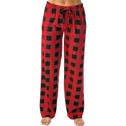Red Black Plaid Pajama Pants Men Lounging Relaxed House Sleep Bottoms Mens Cotton Drawstring Button Sleepwear