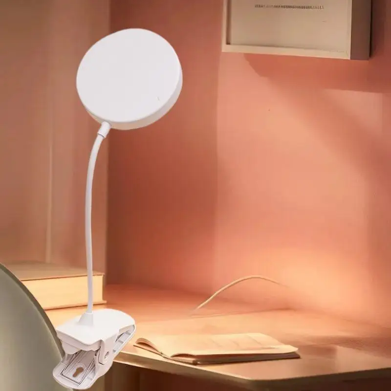 Led Table Lamp USB Rechargeable Night Light With Folding Clamp 3 Modes Dimming Eye Protection Light