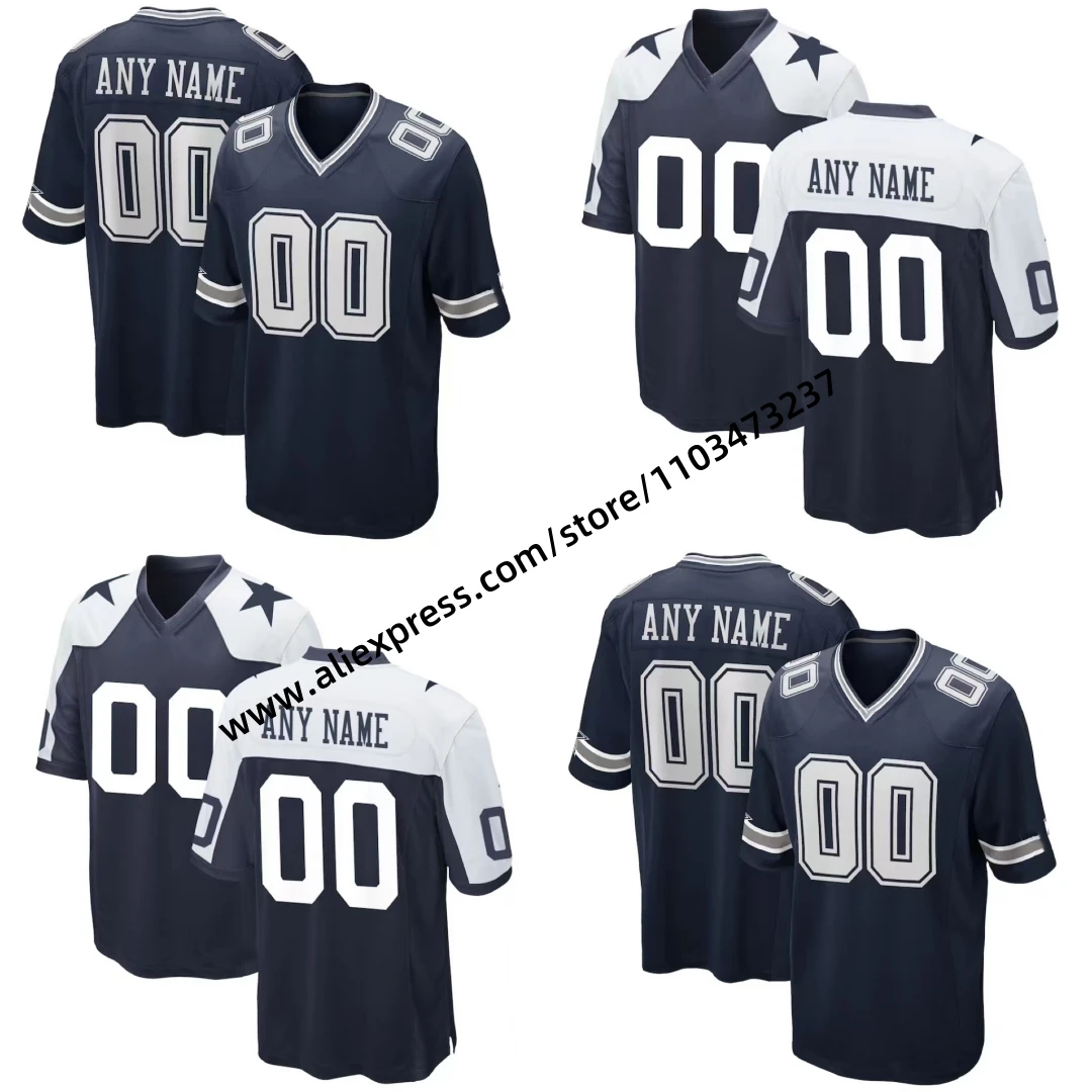 

Custom Men Youth Dallas Stitched American Football Jersey CeeDee Lamb Micah Parsons Navy Shirts