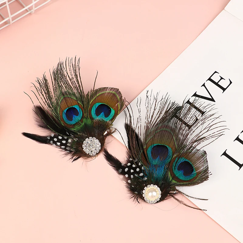 Cute Peacock Feather Hair Clip Beautiful And Stylish Feather Facinator Hairclip Fashion Hair Decor Hair Clip For Girls