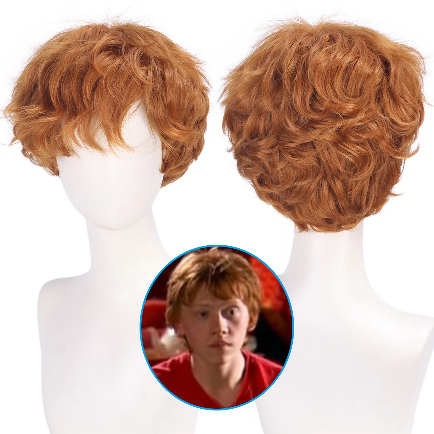 Synthetic Fox Boy Inspired Short Curly Wig for Cosplay Performance Mantis Wolf Tail Anime Style Male Wigs