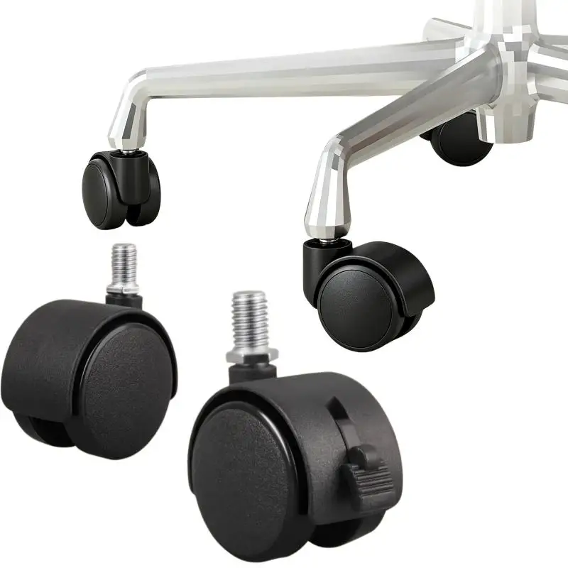 5Pcs Heavy Duty Swivel Plastic Castor 2 Inch Universal Mute Office Chair Caster Wheels Replacement Furniture Wheels Roller