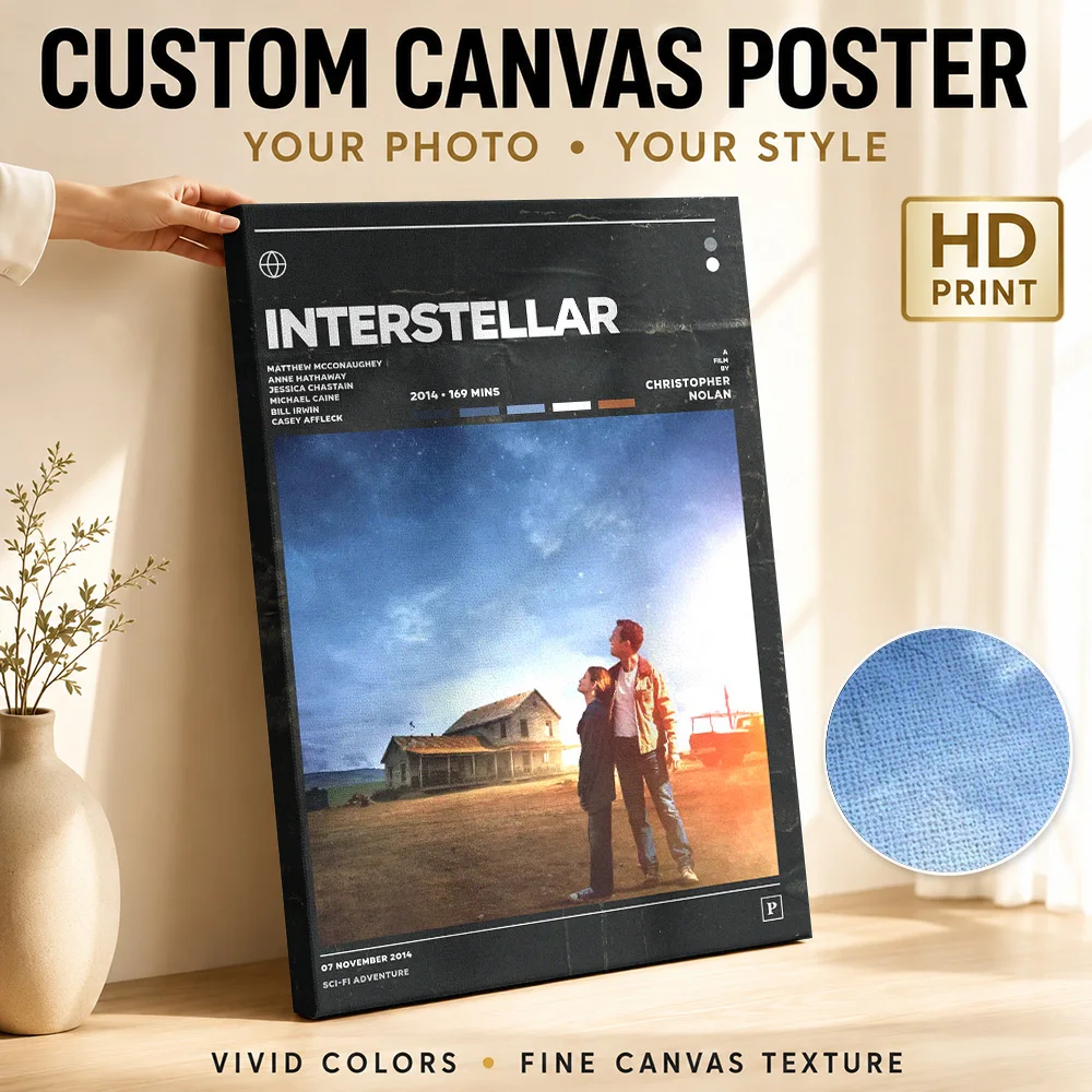Interstellar Movie Canvas Painting Poster Custom Vintage Movie Wall Art for Living Room Home Theater Decor Gift for Collectors