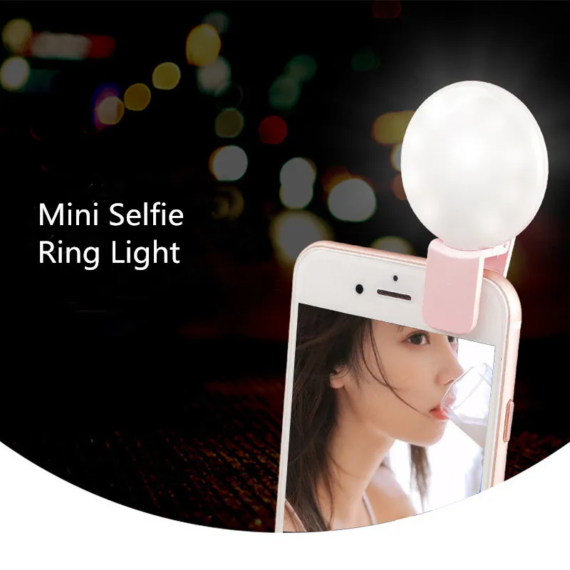 Mobile Phone LED Selfie Ring Light Portable Mini Durable Practical Three Stop Dimming Circle Photography Clip Fill Light