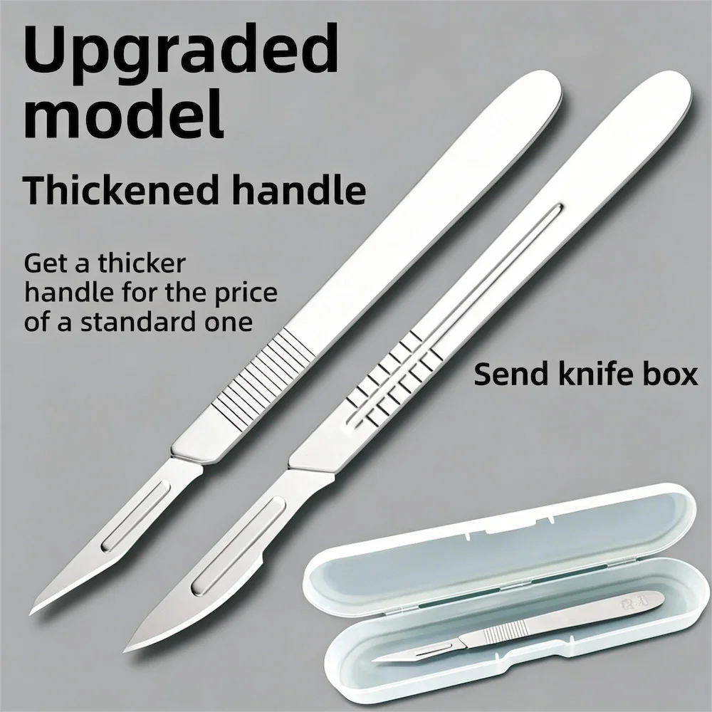 Dental Scalpel Handle No.3/4/7 with Blades No.10/23 Stainless Steel Carbon Steel Dissection Cutting Tool for Oral Surgery