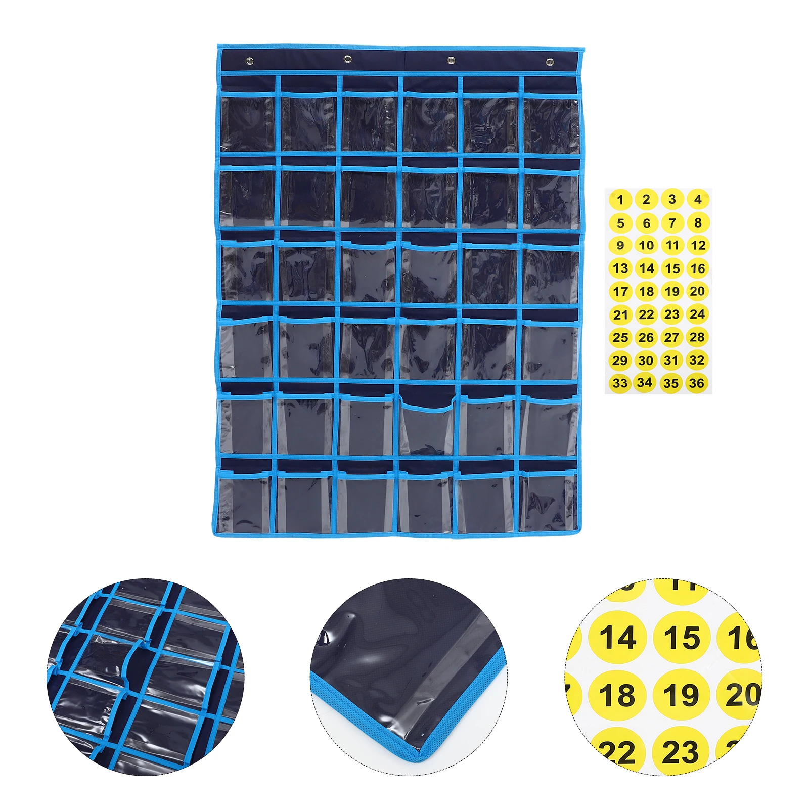 Over Door Storage Bag Cell Phone Holder for Classroom Office Library Pocket Organizer Hanging Rack Black Simple Design