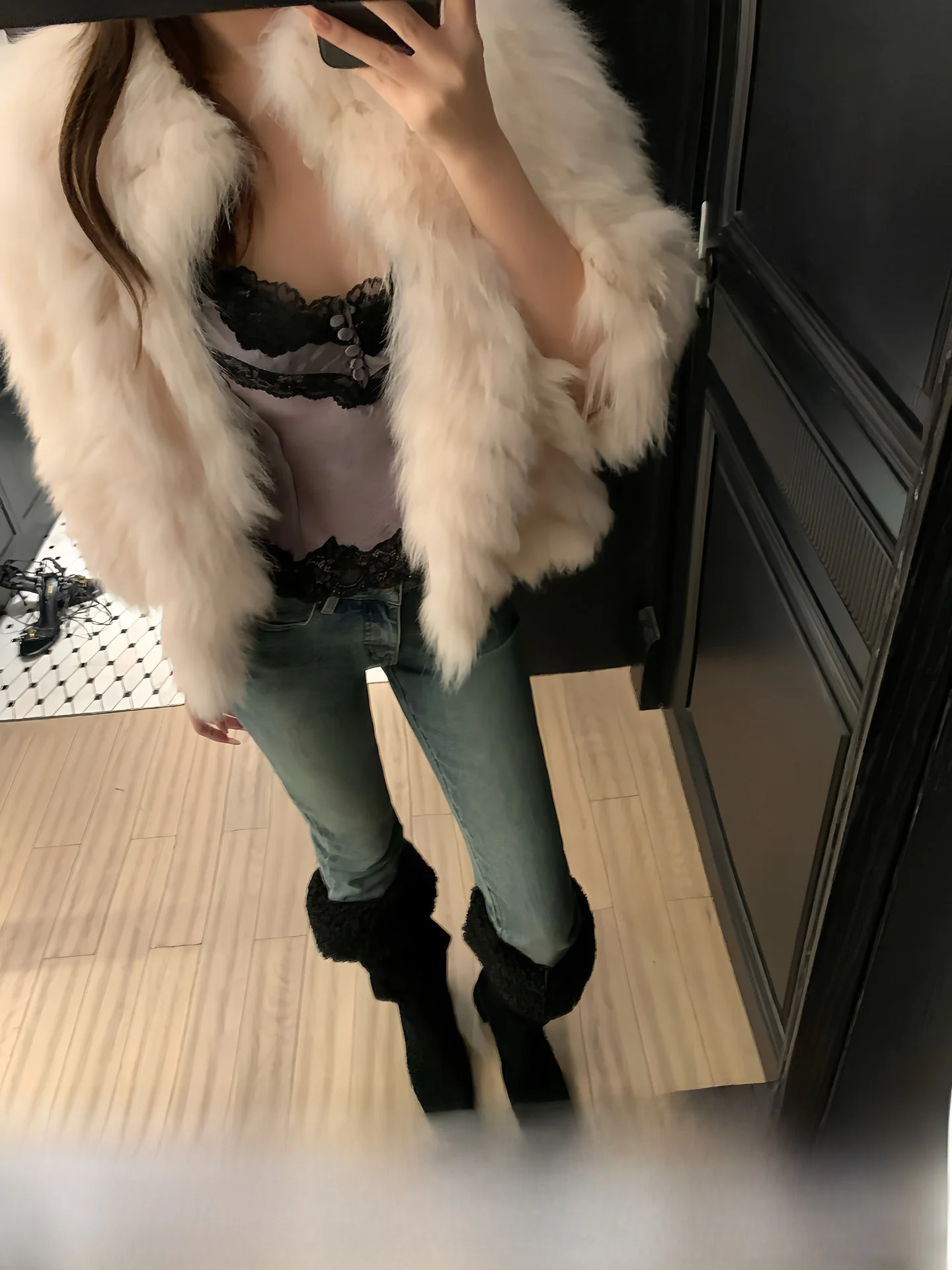 

Винтажные женские джинсы с эффектом потертости, классические ретро-брюки с высокой талией и декоративными карманами